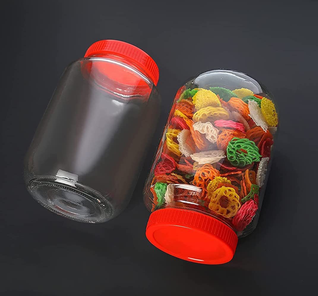 Brezzycloud Piraml Glass Round Shape Transparent Glass Jars & Containers For Kitchen Pantry, Snacks, Dry Fruits, Coffee Beans St